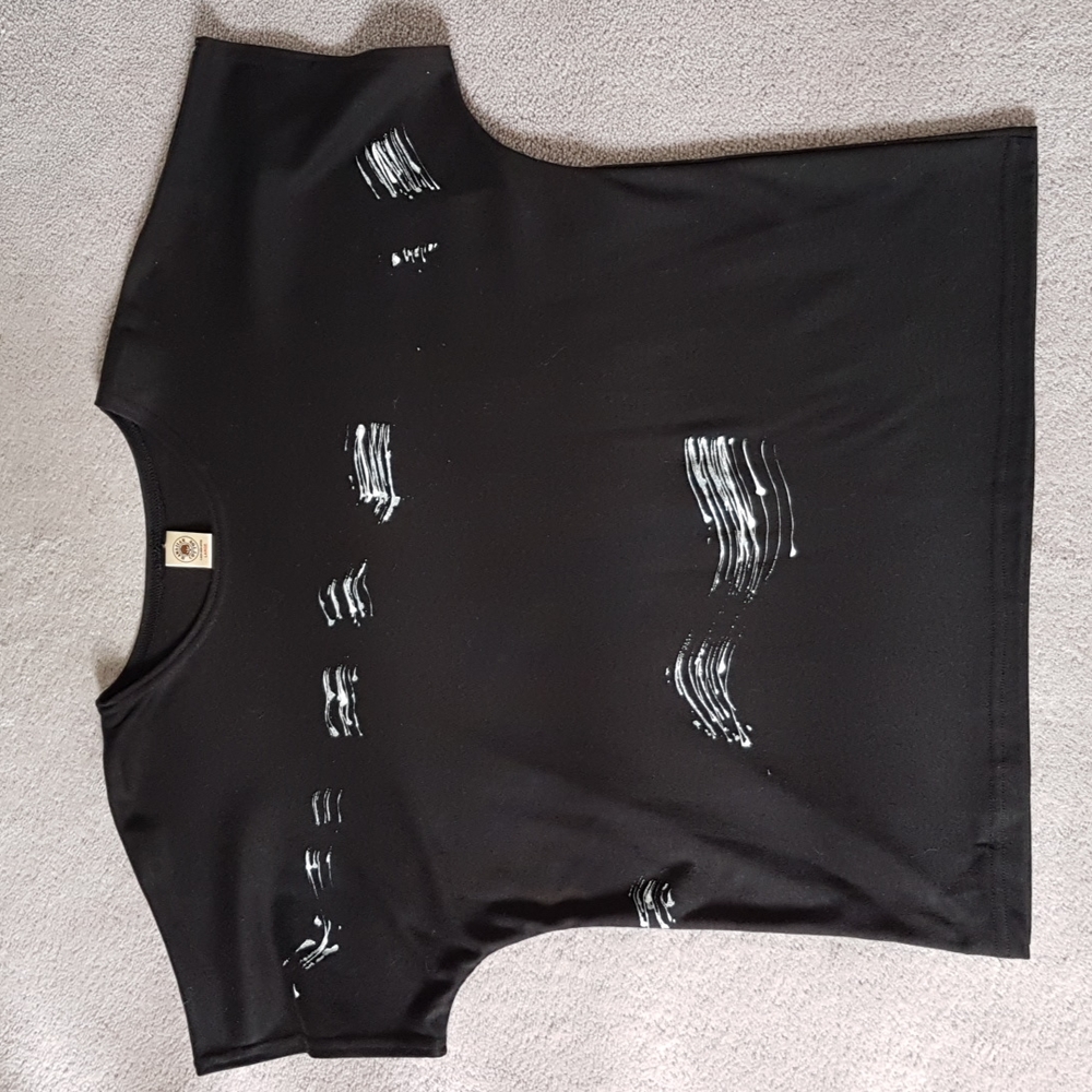 Hawaiian Cotton Black Pattern T-shirt